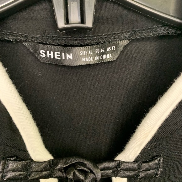 SHEIN Contrast Binding Mandarin Collar Crop Top #141 - Picture 5 of 6